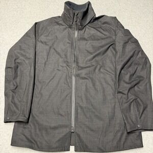 QOR Coat Mens XL Gray Wool Blend Full Zip Mid Length Overcoat Travel Casual